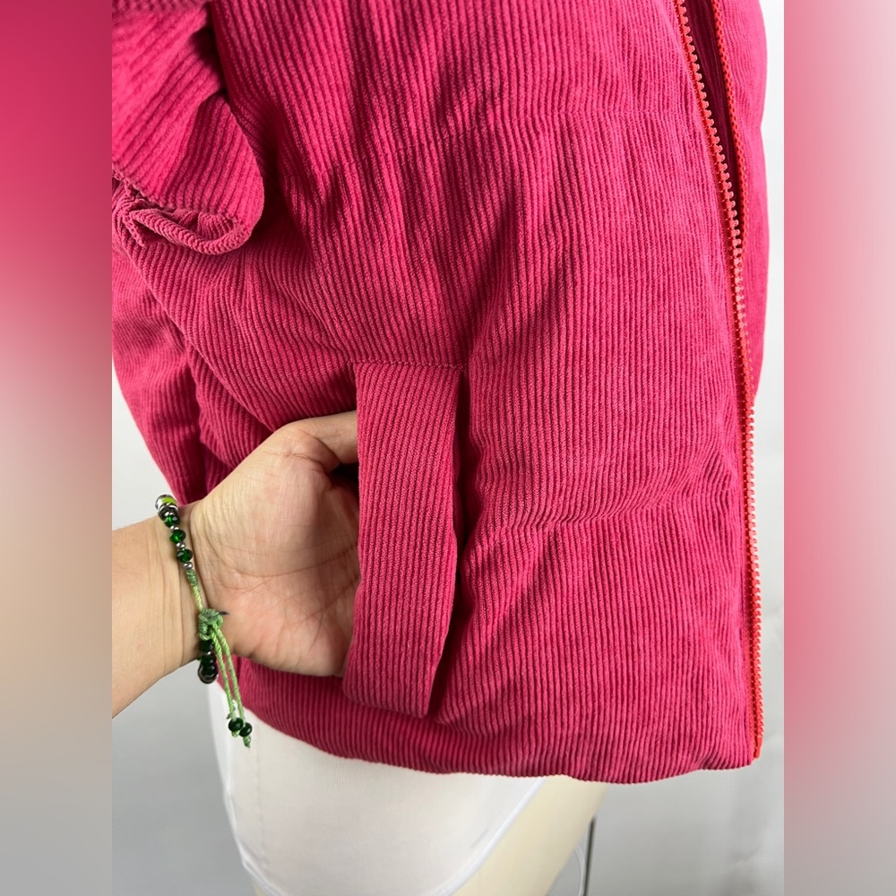 💚 2646. Pink Corduroy Puffer Vest - Picture 4 of 12